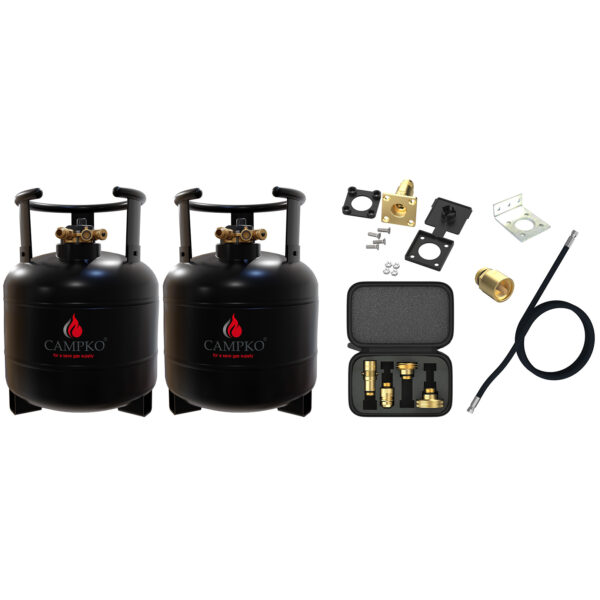 2 x CAMPKO Återfyllningsbar Gasflaska 15L Paket