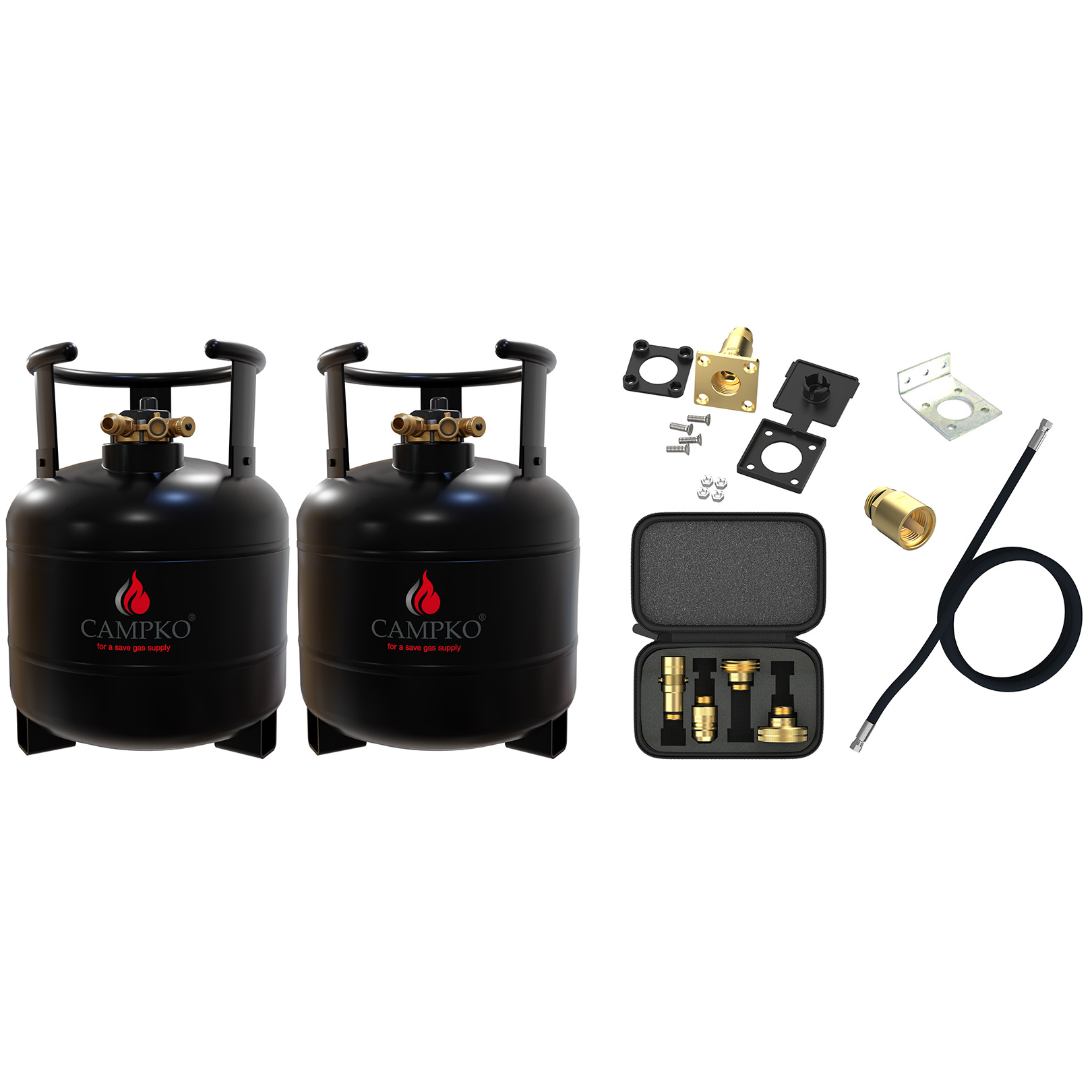 2 x CAMPKO Återfyllningsbar Gasflaska 15L Paket