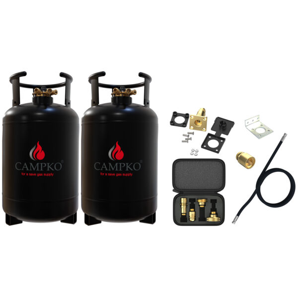 2 x CAMPKO Återfyllningsbar Gasflaska 30L Paket