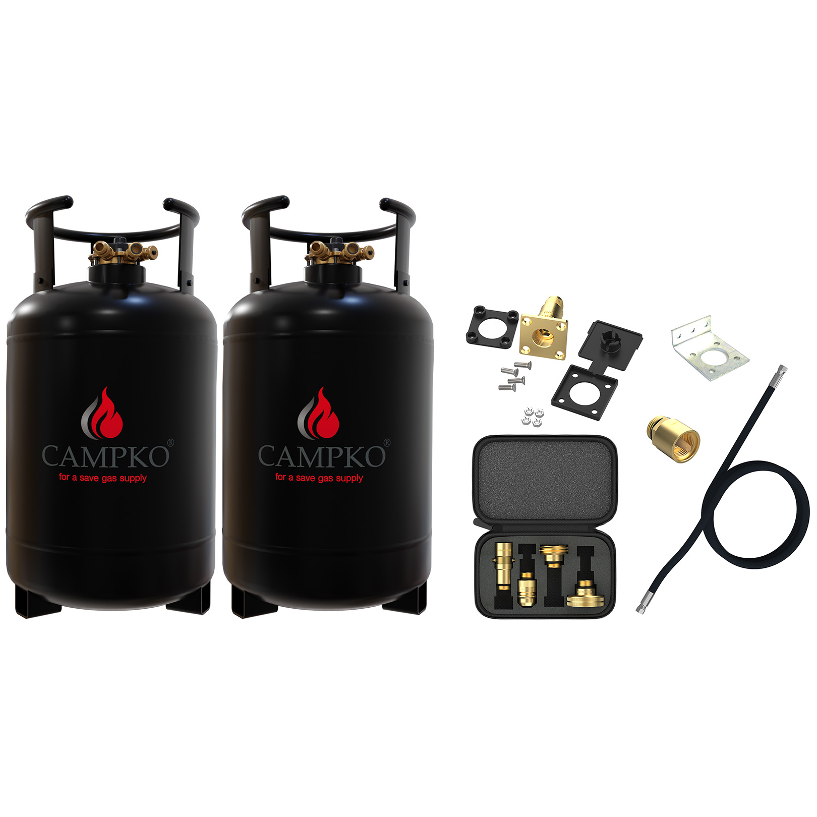 2 x CAMPKO Återfyllningsbar Gasflaska 30L Paket