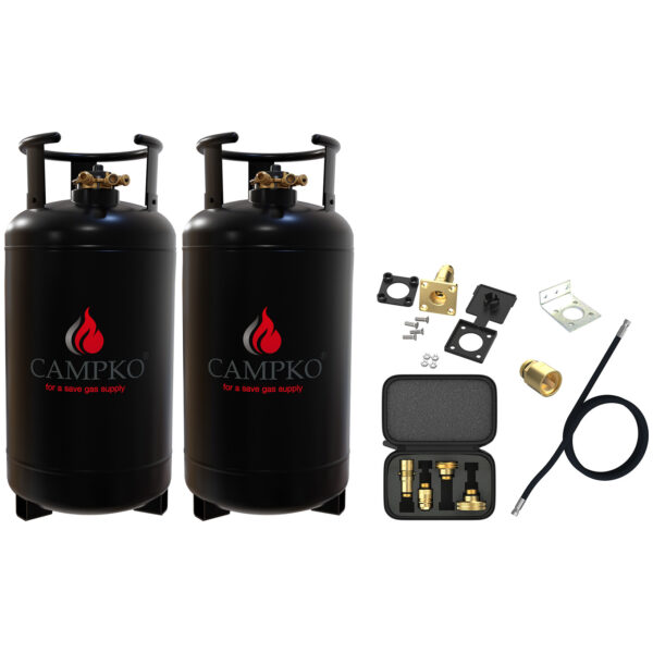 2 x CAMPKO Återfyllningsbar Gasflaska 36L Paket