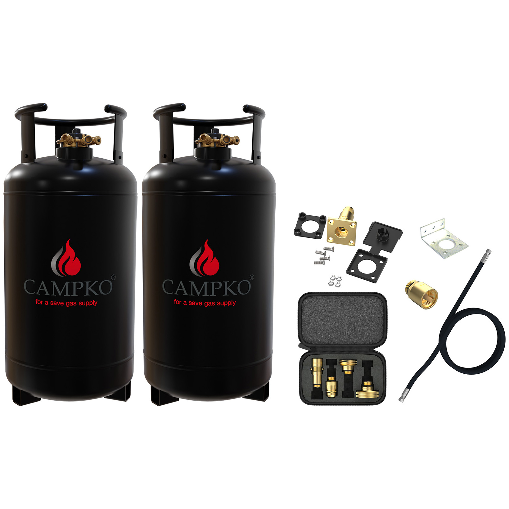 2 x CAMPKO Återfyllningsbar Gasflaska 36L Paket