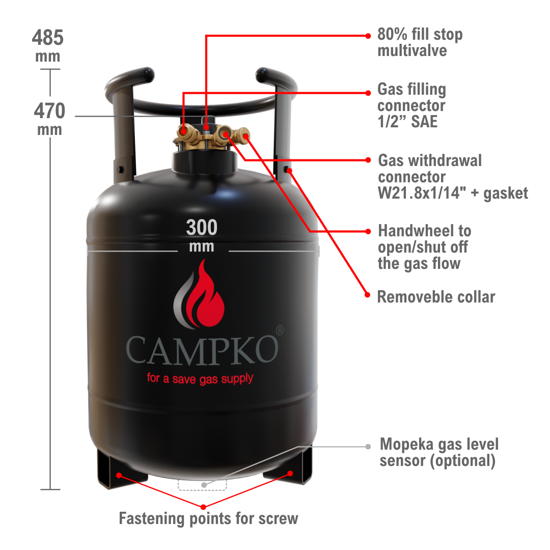 CAMPKO Återfyllningsbar Gasflaska 22L Paket - Bild 2