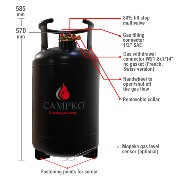 CAMPKO Återfyllningsbar Gasflaska 30L Paket - Bild 2